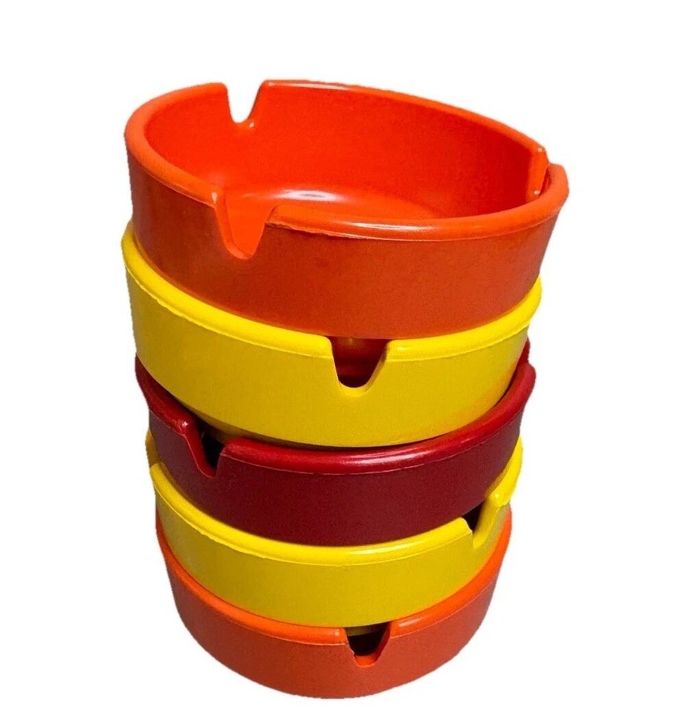 Vintage GES-LINE 301 Melamine Ashtray Set (5) Stackable Mid-Century Made in USA